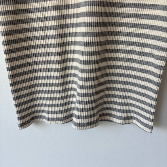 Theory Cherry Striped Ribbed Shirt Dress Fitted Bodycon Grey White Luxury Casual - Picture 6 of 9
